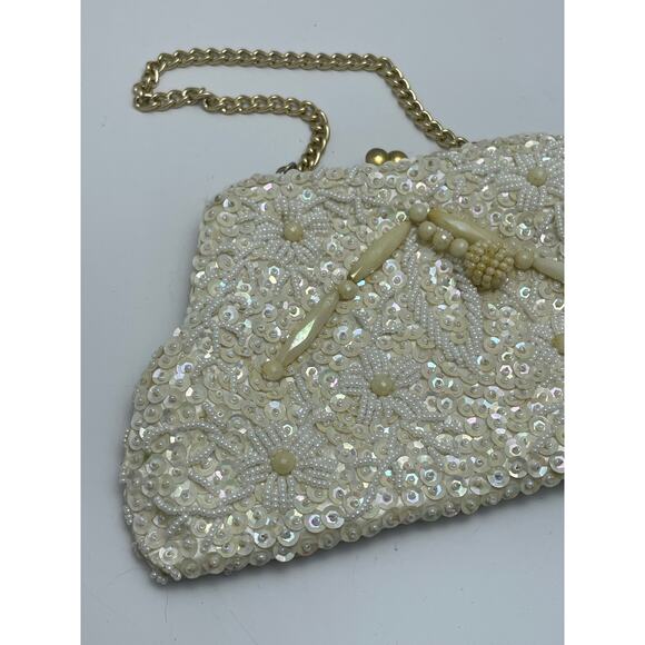 Vintage 1950s Beaded Iridescent Purse Clutch Hand Made in Hong Kong MCM - Picture 3 of 8